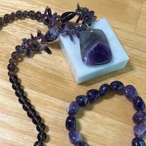 Gorgeous Amethyst Necklace and Bracelet #520 Semiprecious Stone